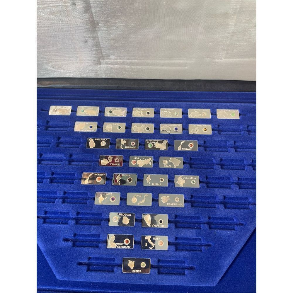 Gemstones of the World Franklin Mint 31 Partial Set .925 Sterling Silver w/ Case